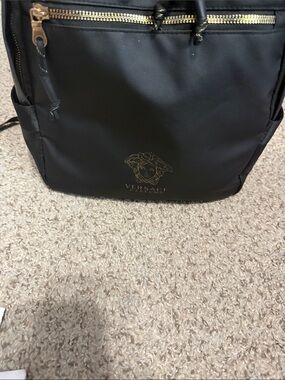 Versace Black Backpack with Gold Medusa Logo